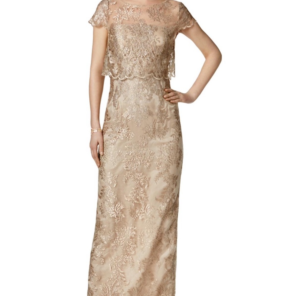 Adrianna Papell Womens Petites Lace Popover Dress